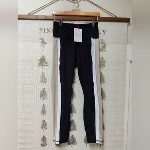 Juicy Couture Sport Colorblock High Rise Leggings Black Beige White Size M NWT